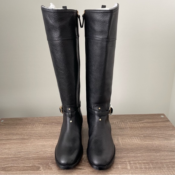 Tory Burch Marlene Riding Boots Tumbled Leather Black Size 9 NEW - Picture 3 of 14
